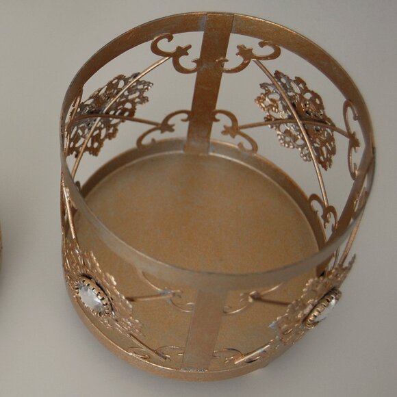 Pier 1, NEW Set of 2 Rustic Gold Candle Holders, 4.25"Dia Base - Picture 5 of 6